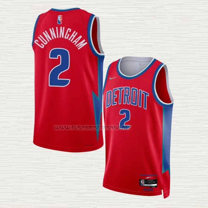 Camiseta Cade Cunningham NO 2 Detroit Pistons Ciudad 2021-22 Rojo